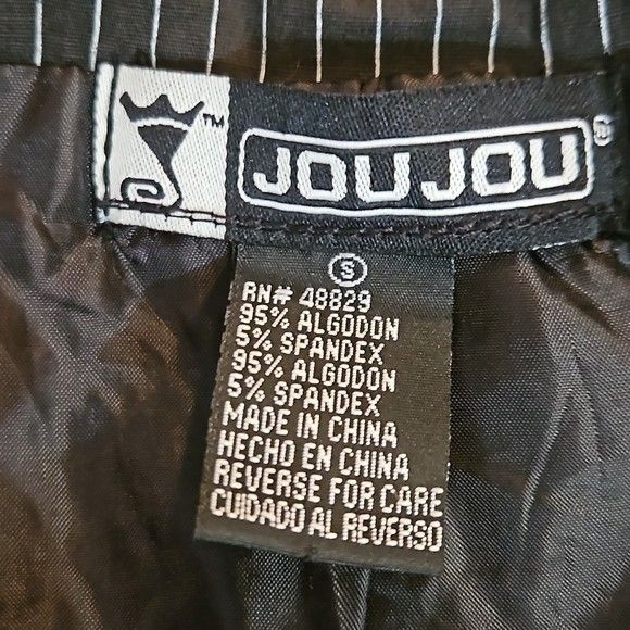 JouJou Black white pinstriped double breasted blazer size Small - Picture 8 of 11